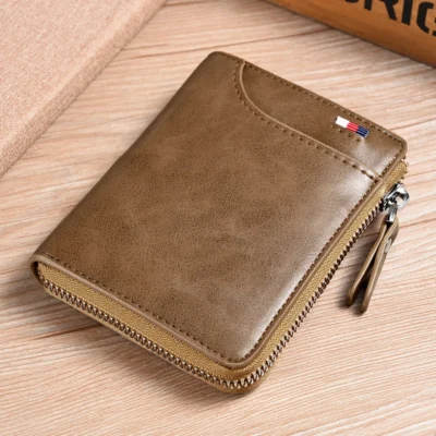 Mens Wallet Leather Business Card Holder Zipper Purse Luxury Wallets for Men RFID Protection Purses Carteira Masculina Luxury 3