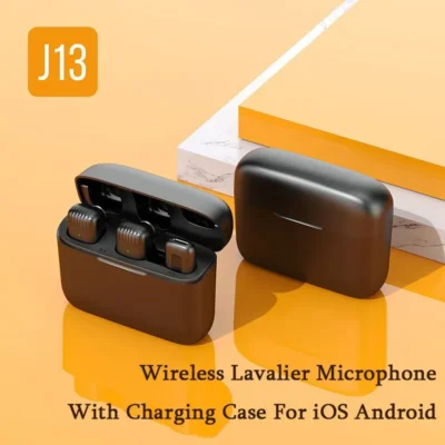 J13 Wireless Lavalier Microphone with Charger Case Portable Audio Video Receiver Mini Mic For iPhone Android Tablet Gaming Live 4