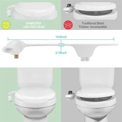SAMODRA Toilet Bidet Ultra-Slim Bidet Toilet Seat Attachment With Brass Inlet Adjustable Water Pressure Bathroom Hygienic Shower 4