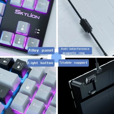 SKYLION H87 Wired Mechanical Keyboard 10 Kinds of Colorful Lighting Gaming and Office For Microsoft Windows and Apple IOS System 5
