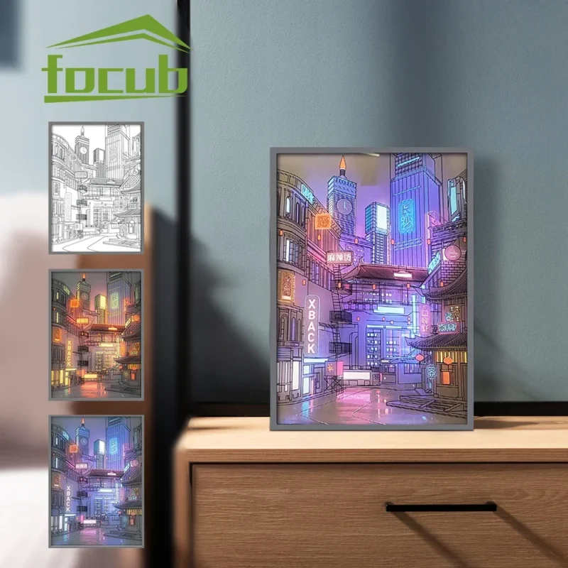 LED Light Up Painting Anime Wall Light Painting Decor Led Wall Art Picture Frame Dimming Romantic Night Lamp Gift Home Decor 1