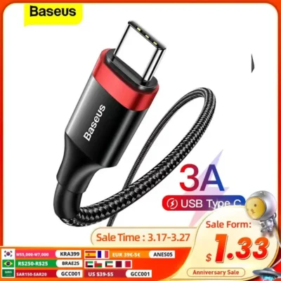 Baseus USB Type C Cable Fast Charging Charger USBC TypeC Wire Cord For Samsung S22 S10 Xiaomi POCO Huawei USB C Data Cable 3m 1