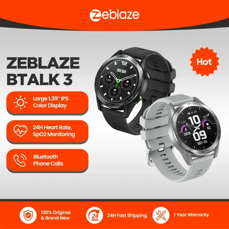 New Zeblaze Btalk 3 Smart Watch Ultra HD IPS Display Bluetooth Phone Calls 24H Health 100+ Sports Modes Smartwatch For Men Women 1