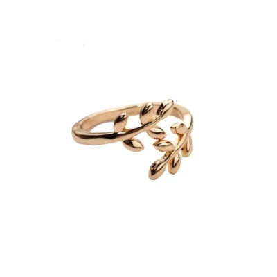 Charms Two colors Olive Tree Branch Leaves Open Ring for Women Girl Wedding Rings Adjustable Knuckle Finger Jewelry 5