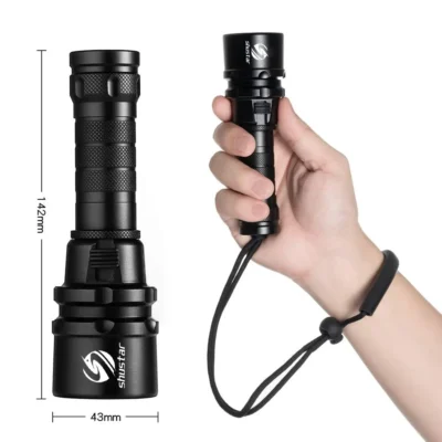 High Power Diving Flashlight IP68 Highest Waterproof Rating Professional Diving Light Powered by 18650 Battery With Hand Rope 2
