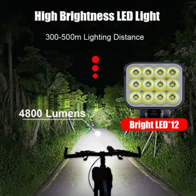 NEWBOLER 12 LED Bike Light 4800 Lumens USB Chargeable Aluminum MTB Bicycle Light 10000mAh Power Bank Headlight Bike Accessorie 4