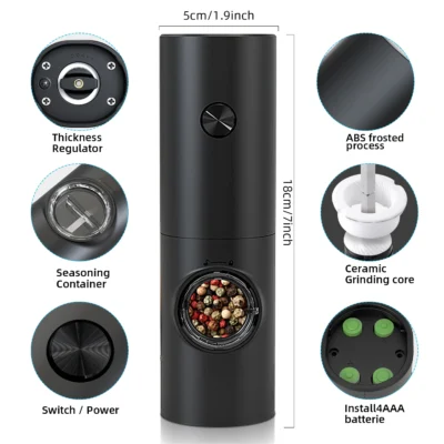 Electric Automatic Salt and Pepper Grinder Set Rechargeable With USB Gravity Spice Mill Adjustable Spices Grinder Kitchen tools 3