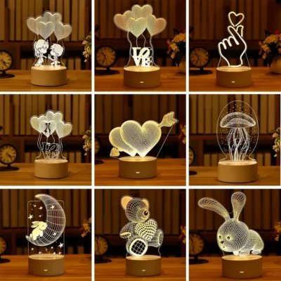 Romantic Love 3D Acrylic Led Lamp for Home Children's Night Light Table Lamp Birthday Party Decor Valentine's Day Bedside Lamp 2