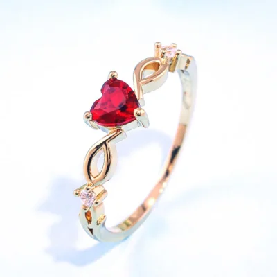 Huitan Simple Heart Ring For Women Female Cute Finger Rings Romantic Birthday Gift For Girlfriend Fashion Zircon Stone Jewelry 1
