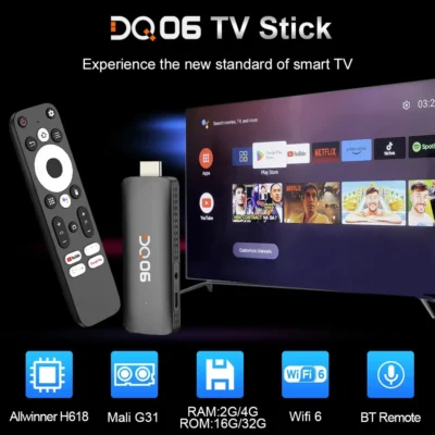 DQ06 ATV Mini TV Stick Android12 Allwinner H618 Quad Core Cortex A53 Support 8K Video 4K Wifi6 BT Voice Remote Smart TV Box 2