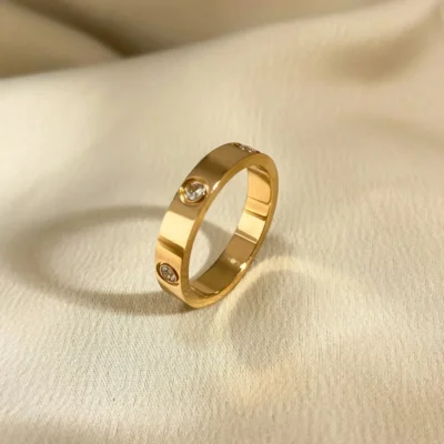 2023 Trendy Stainless Steel Rose Gold Color Love Ring for Women Men Couple Crystal Rings Luxury Brand Jewelry Wedding Ring Gift 5