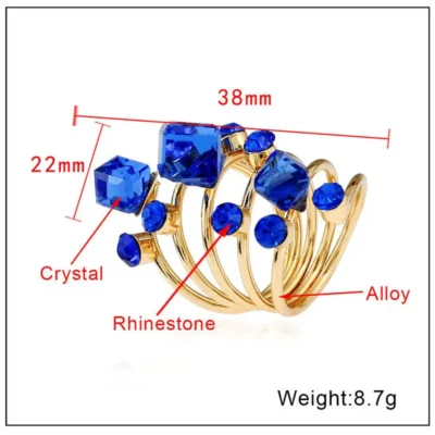 Trendy Metal Multi Stones Rings For Women Ladies Irregular Crystal Rhinestone Open Engagement Ring Luxury Oversized Jewelry Gift 6