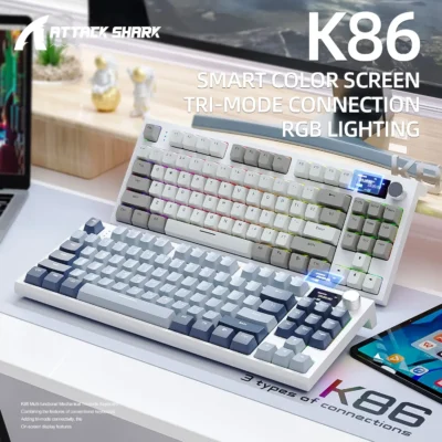 K86 Wireless Hot-Swappable Mechanical Keyboard Bluetooth/2.4g With Display Screen and Volume Rotary Button for Games and Work 5