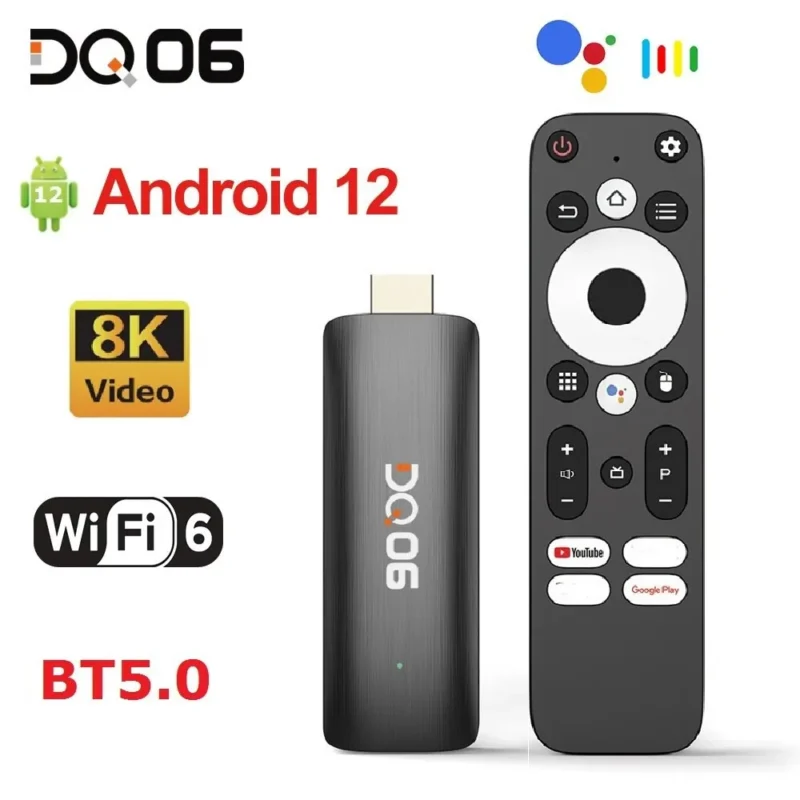 DQ06 ATV Mini TV Stick Android12 Allwinner H618 Quad Core Cortex A53 Support 8K Video 4K Wifi6 BT Voice Remote Smart TV Box 1