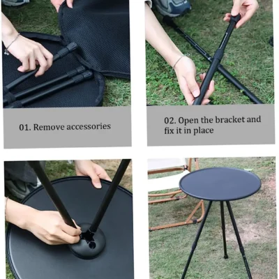 Folding Round Table Portable Telescopic Outdoor Three-legged Dining Table Aluminum Alloy Coffee Table Hike Picnic Liftable Table 6