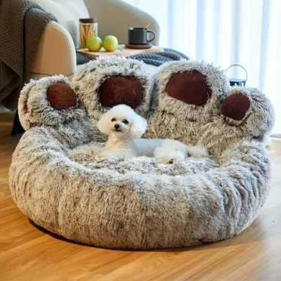 Dog Bed Cat Pet Sofa Cute Bear Paw Shape Comfortable Cozy Pet Sleeping Beds For Small Medium Large Soft Fluffy Cushion Dog Bed 1