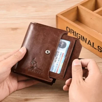 Men's Coin Purse Wallet RFID Blocking Man PU Leather Wallet Zipper Business Card Holder Money Bag Wallet Male 2