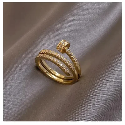 Korea New Fashion Jewelry Exquisite Gold Plated AAA Zircon Ring Elegant Women's Opening Adjustable Wedding Gift 1