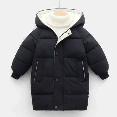 Kids Coats Baby Boys Jackets Fashion Warm Girls Hooded Snowsuit For 3-10Y Teen Children Thick Long Outerwear Kids Winter Clothes 4