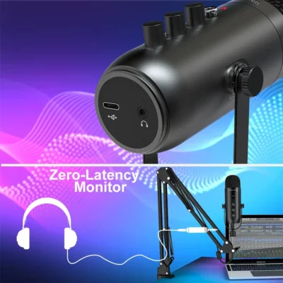 Professional USB Streaming Podcast PC Microphone Studio Cardioid Condenser Mic Kit with Boom Arm For Recording Twitch YouTube 2