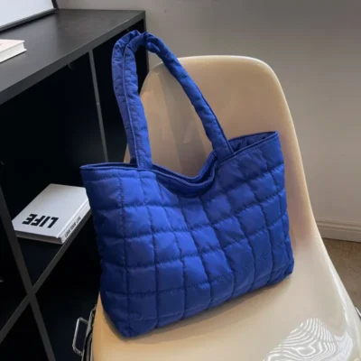 Large Capacity Winter Shoulder Bag New Solid Nylon Handbags Cotton Casual Tote Bags For Women Fashion Top Handle Bag 1