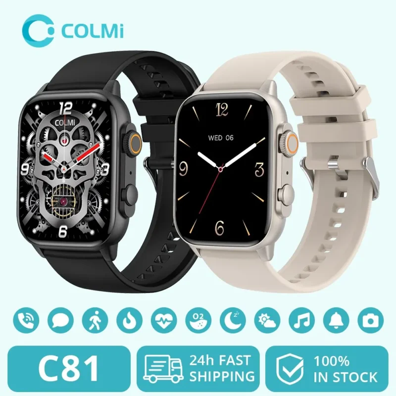 COLMI C81 2.0 Inch AMOLED Smartwatch Support AOD 100 Sports Modes IP68 Waterproof Smart Watch Men Women PK Ultra Series 8 1