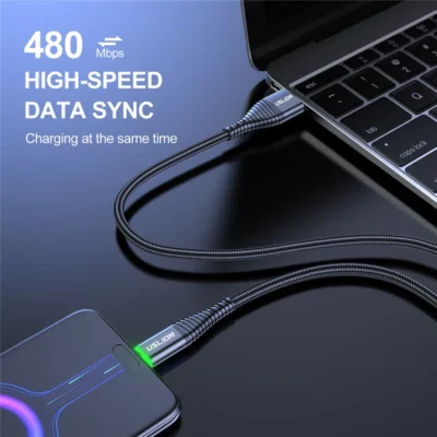 USLION LED 3A Type C Cable Micro USB Fast Charging Cord Wire For Samsung S23 Xiaomi Mobile Phone Charge USB Type C Charge Cables 4