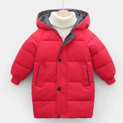 Kids Coats Baby Boys Jackets Fashion Warm Girls Hooded Snowsuit For 3-10Y Teen Children Thick Long Outerwear Kids Winter Clothes 5