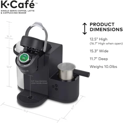 K-Cafe Single Serve K-Cup Coffee, Latte and Cappuccino Maker, Dark Charcoal 6