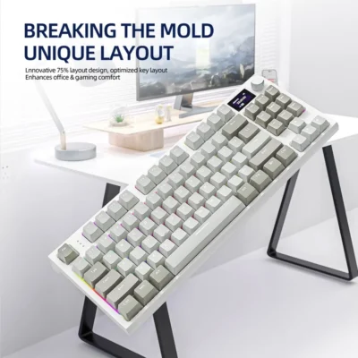 K86 Wireless Hot-Swappable Mechanical Keyboard Bluetooth/2.4g With Display Screen and Volume Rotary Button for Games and Work 4