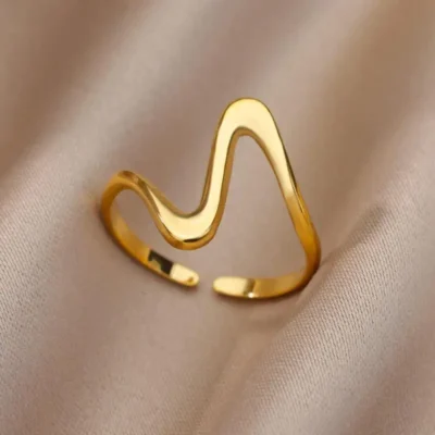 48 Style Women Stainless Steel Rings Gold Color Hollow Out Geometric Open Ring for Female Girl Finger Jewelry Gift Free Shipping 3