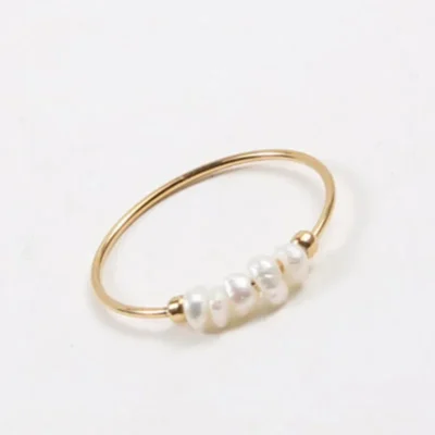 High End PVD Natural Freshwater Pearl Irregular Gold Color Rings for Women Stainless Steel Jewelry Wholesale Female Ring 1