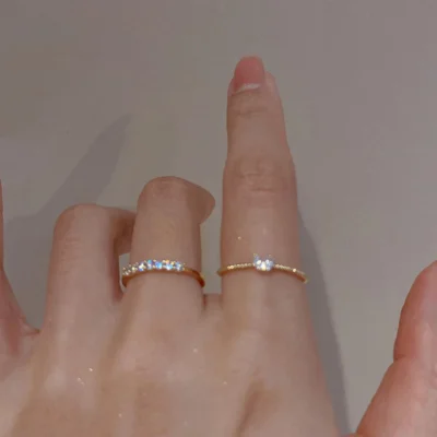 Luxury Zircon Heart Rings for Women Opening Adjustable Weave Rhinestone Ring Engagement Wedding Jewelry Fashion Girlfriend Gifts 3