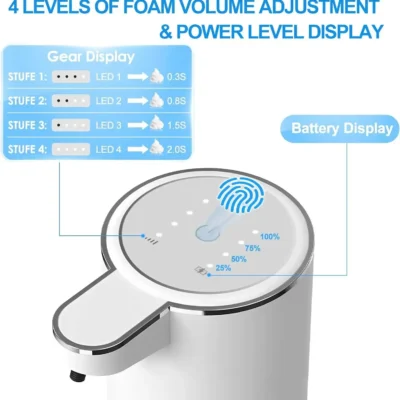 Automatic Soap Dispenser Touchless Foaming Soap Dispenser 380ml USB Rechargeable Electric 4 Level Adjustable Foam Soap Dispenser 2