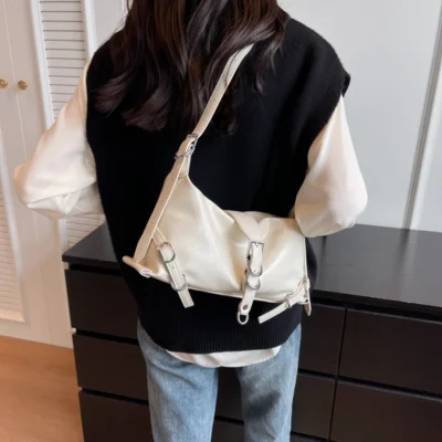 LEFTSIDE Silver Leather Crossbody Bags for Women Luxury 2023 Y2k Korean Fashion Underarm Shoulder Bag Female Armpit Bag Handbags 2