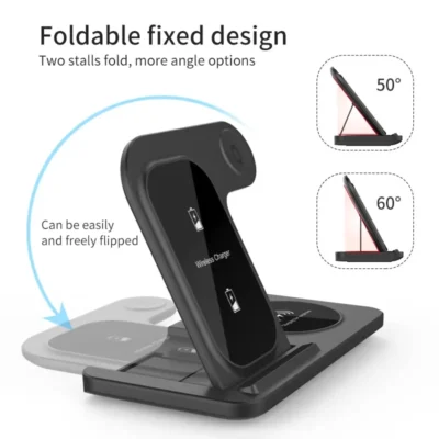 3 in 1 Wireless Charger Stand Pad For iPhone 15 14 13 12 X Max Foldable Fast Charging Station Dock For IWatch 8 7 SE AirPods Pro 5