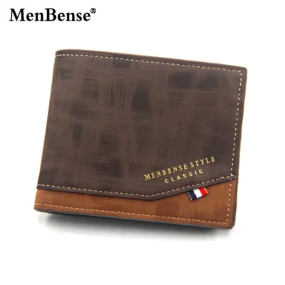 New Men's Wallet Short Cross Section Youth Tri-fold Wallet Stitching Business Multi-card Zipper Coin Purse Wallet Passport Cover 5