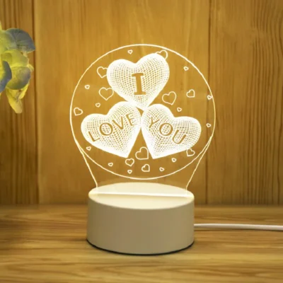 Romantic Love 3D Acrylic Led Lamp for Home Children's Night Light Table Lamp Birthday Party Decor Valentine's Day Bedside Lamp 5