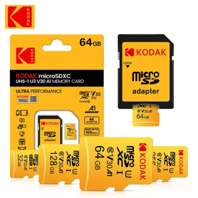 Original KODAK 32GB 64GB 128GB 256GB Memory Card 64GB U3 4K Micro TF SD Card 64G SDHC Mini microsd UHS-I C10 TF Trans Flash card 5