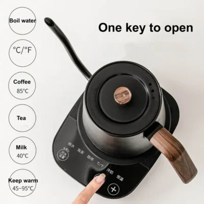 Gooseneck Electric Kettle 800ml Hand Brew Coffee Pot smart Teapot Temperature Control Pot 1000W Rapid Heating Kettle 110v/220v 3