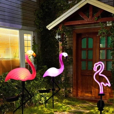 Solar Flamingo Light LED Outdoor Courtyard Lamp Garden Light Waterproof Stake Light Pathway Decor Solar Patio Ground Lantern 2