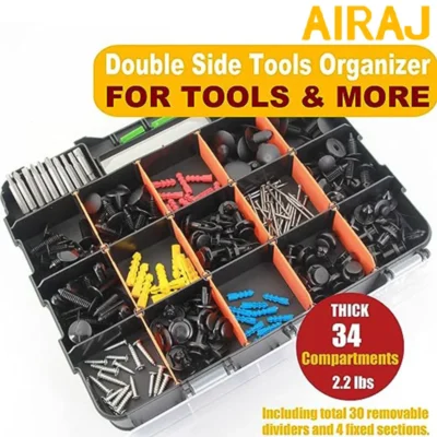 AIRAJ Small Parts Organizer, 34-Compartments Double Side Parts Organizer with Removable Dividers for Hardware 5