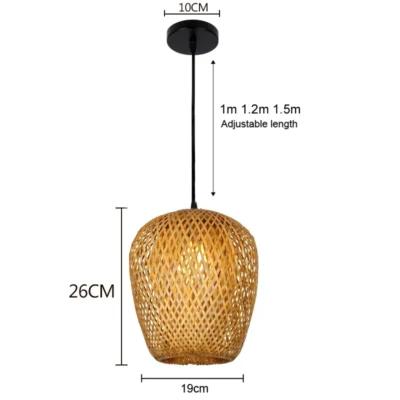 Classical Bamboo Weaving Chandelier Lamp Handmade Pendant Light Hanging LED Ceiling Fixtures Rattan Woven Home Bedroom Decors 4
