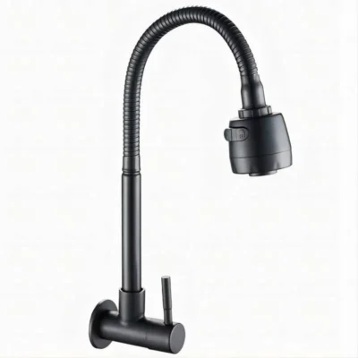 Baokemo Kitchen Faucet 304 Stainless Steel Sink Flexible Hose Cold Water Two Modes Tap Sink Wall Mounted Faucet G1/2Inch Thread 3