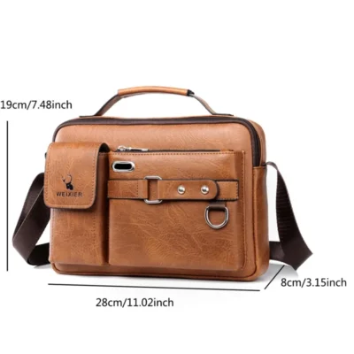 Fashion Men's Shoulder Portable PU Leather Handbag Business Briefcase Travel Man Crossbody s Brand Quality Men Bag 6