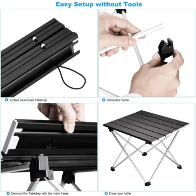 Ultralight Portable Folding Camping Table Foldable Outdoor Dinner Desk High Strength Aluminum Alloy For Garden Party Picnic BBQ 4