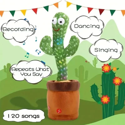 1pc-Dancing Talking Cactus Toys For Baby Boys And Girls, Singing Mimicking Recording Repeating What You Say Sunny Cactus Up Plus 5