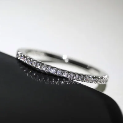 Huitan New Minimalist Thin Rings for Women Wedding Brilliant Cubic Zircon High Quality Versatile Female Finger Ring Jewelry 4