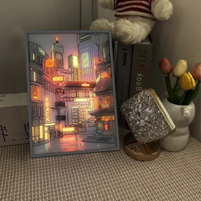 LED Light Up Painting Anime Wall Light Painting Decor Led Wall Art Picture Frame Dimming Romantic Night Lamp Gift Home Decor 4