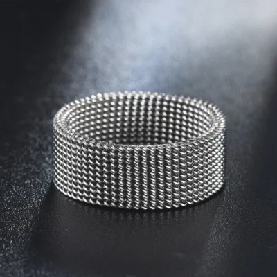 2023 New 8mm Wide Stainless Steel Rings Titanium Couple Rings Deformable Mesh Accessories for Women Men Jewelry Wedding Gift 5